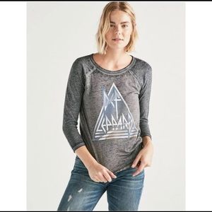 Lucky brand Def Leppard concert tee distressed XS